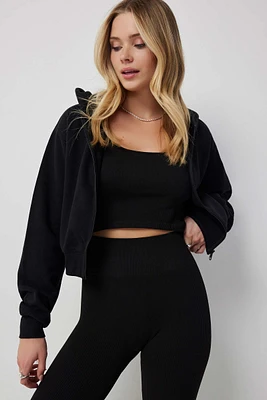 Ardene Cropped Zip-Up Hoodie in | Size | Polyester/Cotton | Fleece-Lined | Eco-Conscious