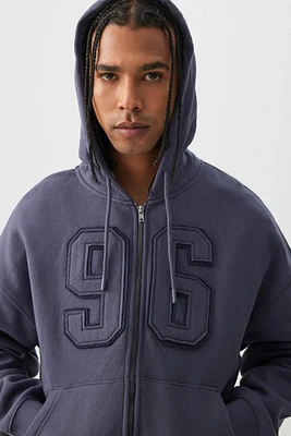 Ardene Man Zip Up Hoodie For Men in Dark Blue | Size | 100% Cotton | Fleece-Lined