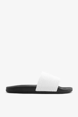 Ardene Knit Band Slide Sandals in White | Size