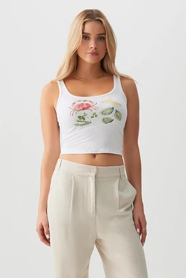 Ardene Food Print Tank Top in White | Size | Cotton/Elastane