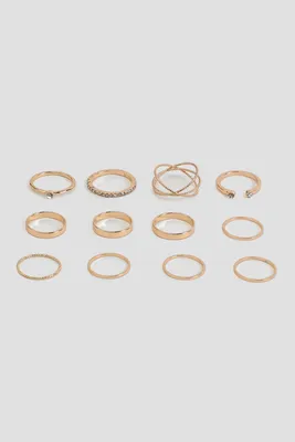 Ardene 8-Pack Minimalist Rings in Gold | Size Small