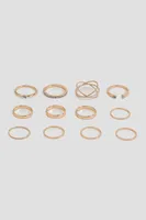Ardene 8-Pack Minimalist Rings in Gold | Size Small