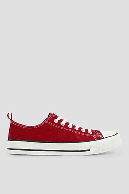 Ardene Low Top Sneakers with Toe Cap in Burgundy | Size | Eco-Conscious