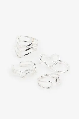 Ardene 5-Pack Cutout Rings in Silver | Size Small