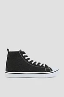 Ardene Black Denim High Top Sneakers in Onyx | Size