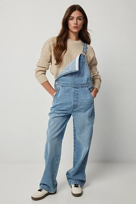 Ardene Straight Leg Denim Overalls in Light Blue | Size | 100% Cotton