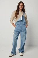 Ardene Straight Leg Denim Overalls in Light Blue | Size | 100% Cotton