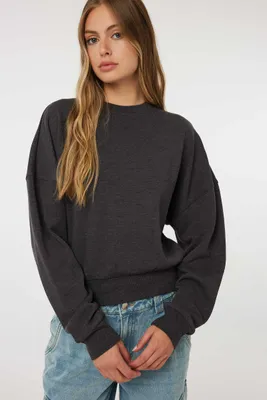 Ardene Oversized Crew Neck Sweatshirt in Grey | Size | Polyester/Cotton | Fleece-Lined
