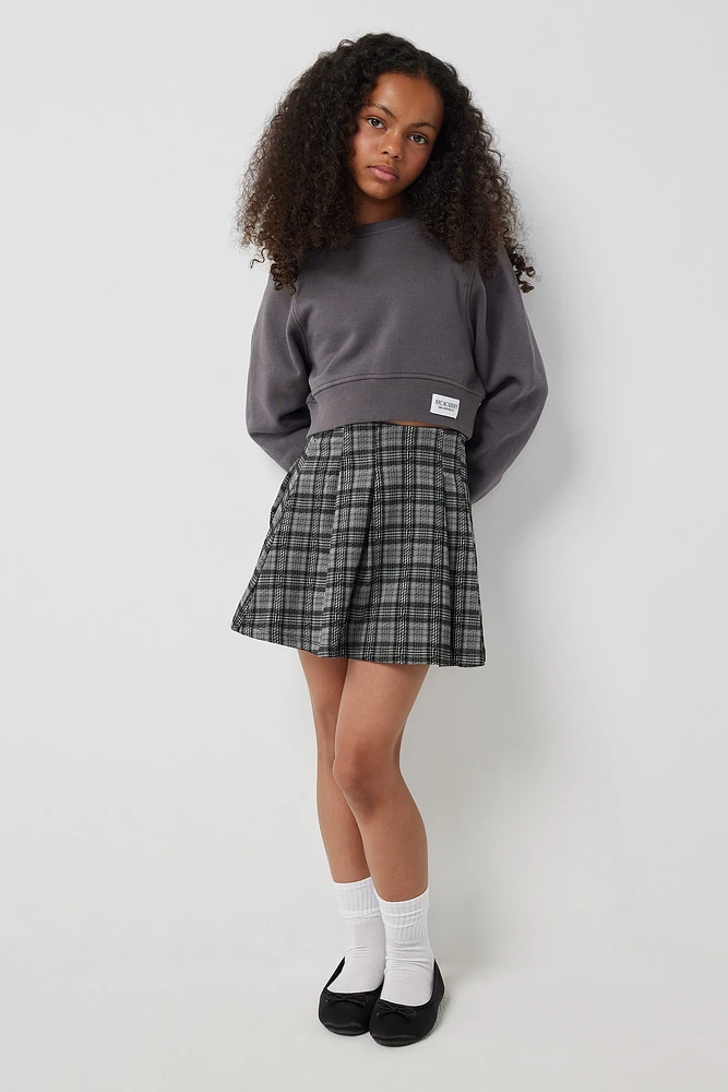 Ardene Kids Jacquard Skater Skirt in Dark Grey | Size | Polyester/Spandex/Viscose