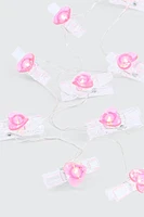 Ardene Heart Pins LED String Lights in Light Pink