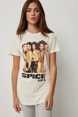 Ardene Oversized Spice Girls Graphic T-Shirt in White | Size | Polyester/Cotton