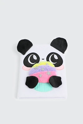 Ardene Kids Plush Panda Notebook in White