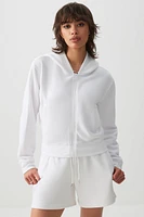 Ardene MADESOFT Fleece Zip Up Hoodie in Pearl White | Size | Polyester/Cotton