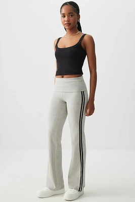 Ardene Flare Leggings with Side Stripes in Light Grey | Size | Cotton/Elastane | Eco-Conscious