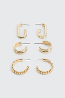 Ardene 3-Pack of Hoop Earrings in Gold | Stainless Steel