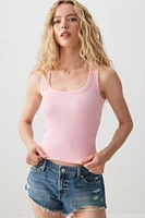 Ardene Basic Scoop Neck Tank Top in Light | Size | Cotton/Elastane | Eco-Conscious