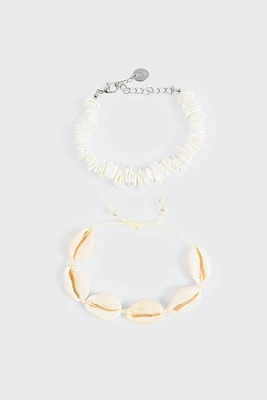Ardene 2-Pack of Seashell Bracelets in White
