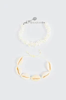 Ardene 2-Pack of Seashell Bracelets in White