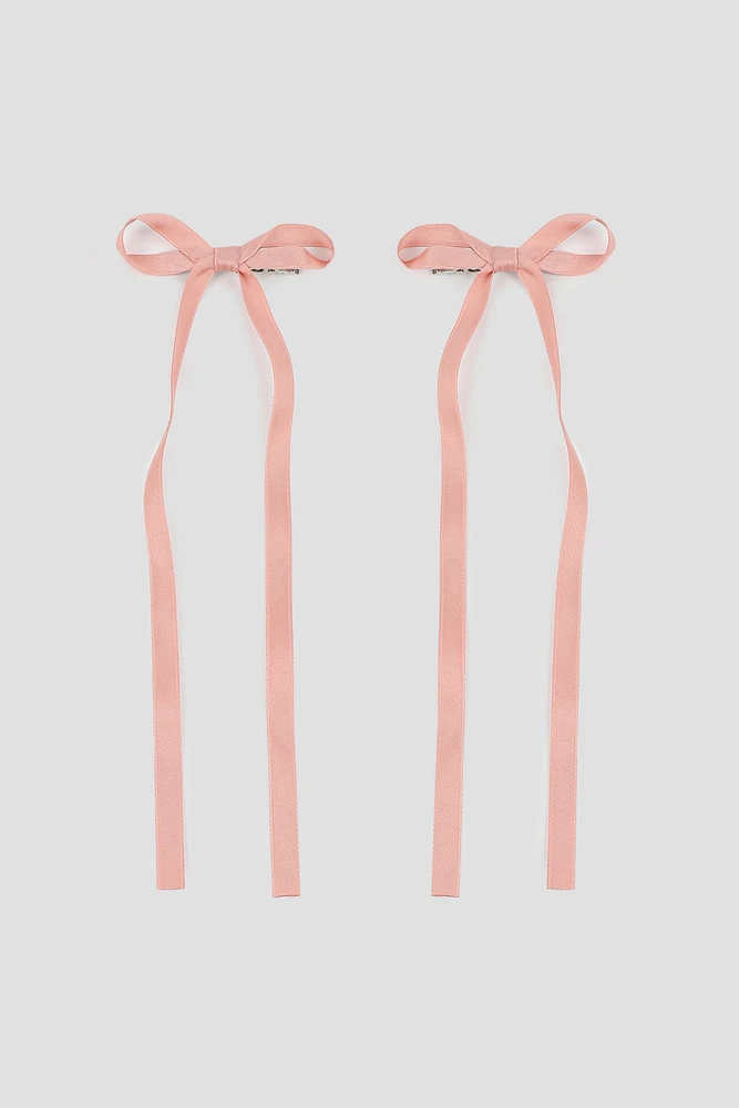 Ardene 2-Pack Bow Hair Clips in Light Pink