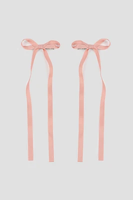 Ardene 2-Pack Bow Hair Clips in Light Pink