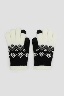 Ardene Snowflake Gloves in Black | 100% Acrylic