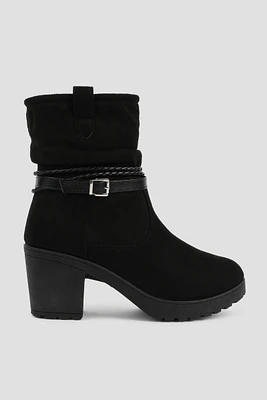 Ardene Western Inspired Booties in Black | Size | Faux Suede | Eco-Conscious