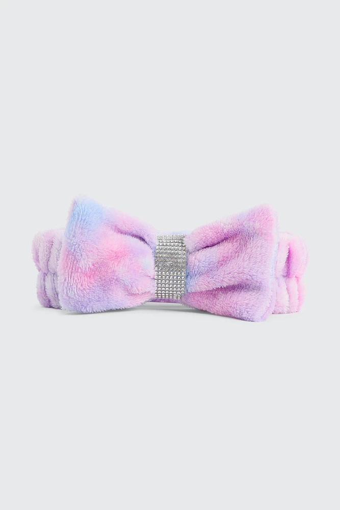 Ardene Kids Rhinestone Bow Spa Headband in Lilac | Polyester
