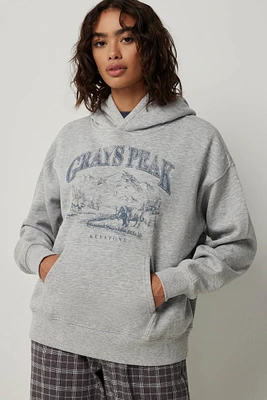 Ardene Oversized Destination Hoodie in Grey | Size | Polyester/Cotton | Fleece-Lined