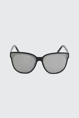 Ardene Rounded Sunglasses with Chrome Lenses in Black