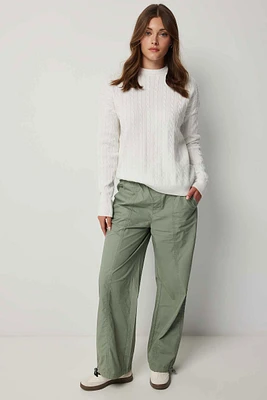 Ardene Low Rise Parachute Pants in Light Green | Size | 100% Cotton