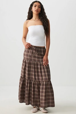 Ardene Maxi Tiered Skirt in Brown | Size | 100% Viscose