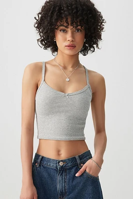 Ardene Basic Crop Tank Top with Bow Detail in | Size | Cotton/Elastane | Eco-Conscious