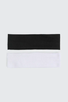 Ardene 2-Pack Ribbed Headbands in Black