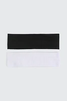 Ardene 2-Pack Ribbed Headbands in Black