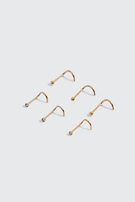 Ardene 6-Pack Cubiz Zirconia 18K Gold Plated Nose Studs