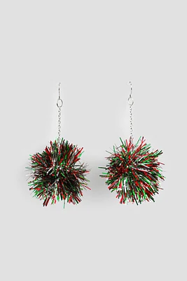 Ardene Tinsel Pompom Earrings | Stainless Steel