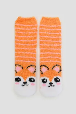 Ardene Fox Cozy Socks in Orange | Polyester/Nylon/Spandex