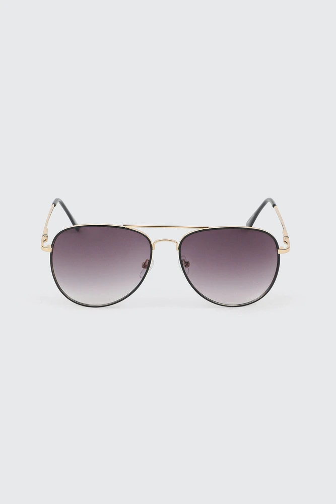 Ardene Aviator Sunglasses with Twisted Detail in Gold