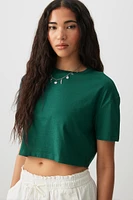 Ardene Basic Ultra Crop Boxy T-Shirt in Dark | Size | Cotton/Elastane | Eco-Conscious
