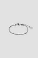 Ardene Stainless Steel Twisted Chain Bracelet in Silver