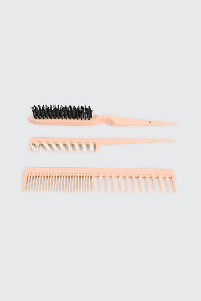 Ardene 3-Pack Hair Combs in Beige