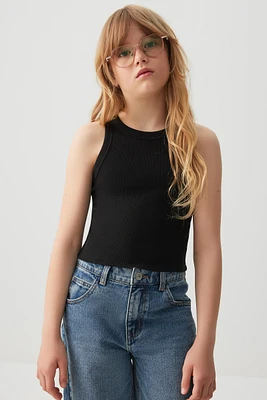 Ardene Kids Rib High Neck Tank Top in | Size | Cotton/Elastane