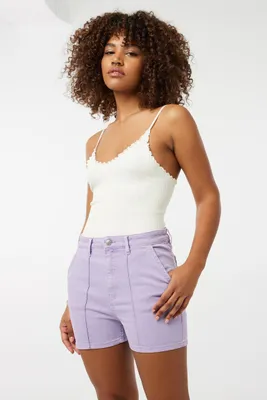 Ardene Colored Denim Shorts in Lilac | Size | Spandex/Cotton