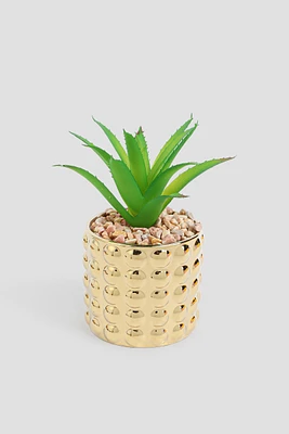 Ardene Artificial Plant in Bubble Pot in Gold