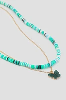Ardene Two-Row Butterfly Necklace in Dark Green