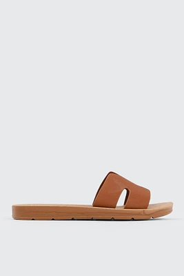 Ardene H-Strap Sandals in Cognac | Size | Faux Leather | Eco-Conscious