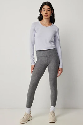 Ardene Super Soft Wide Waistband Leggings in Grey | Size | Polyester/Spandex | Eco-Conscious