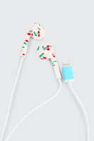 Ardene Cherry Print Lightning Earbuds with Controller in White