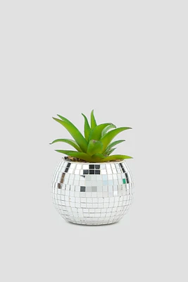 Ardene Artificial Plant in Disco Ball Pot in Silver