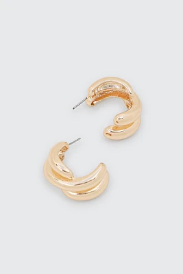 Ardene 3-Row Hoop Earrings in Gold | Stainless Steel